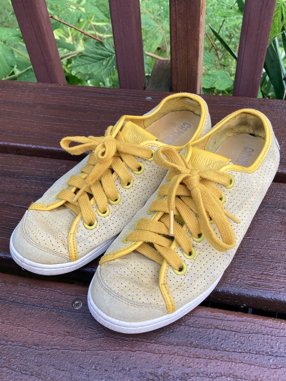 Camper Yellow Uno Perforated Suede Lace-Up Sneakers Size 8 38